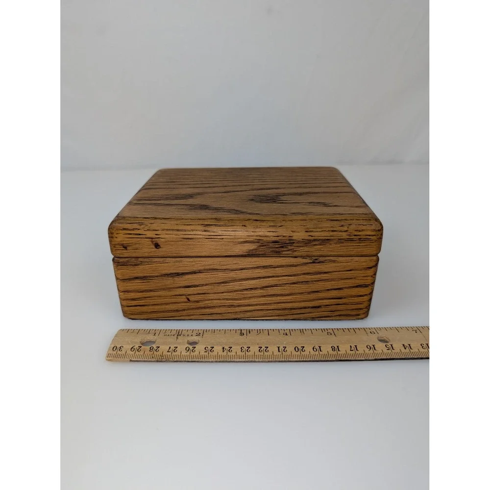Vtg Wooden Keepsake Box Hinged Lid Storage Jewelry Trinket Organizer Cottagecore